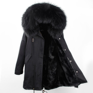 Casual Cotton Fashion Lady Parka <strong>Jacket</strong> Raccoon Collar Hooded With Real <strong>Fur</strong> Good Quality Faux <strong>Fur</strong> <strong>Lined</strong> - Product Image 2