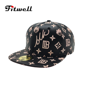 Impresión personalizada 5 panel negro gris pu Cuero 100% poliéster SnapBack <span class=keywords><strong>cap</strong></span> - Product Image 2