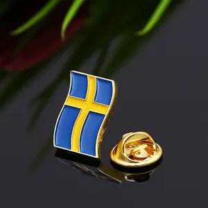 Pin de solapa de Metal personalizado, insignia de solapa con bandera de Suecia, para sombrero y tela, diseño hecho a mano