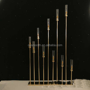 Centre de table de mariage, <span class=keywords><strong>bougeoir</strong></span> doré <span class=keywords><strong>avec</strong></span> lumière LED, décoration de scène, chemin de table - Product Image 4