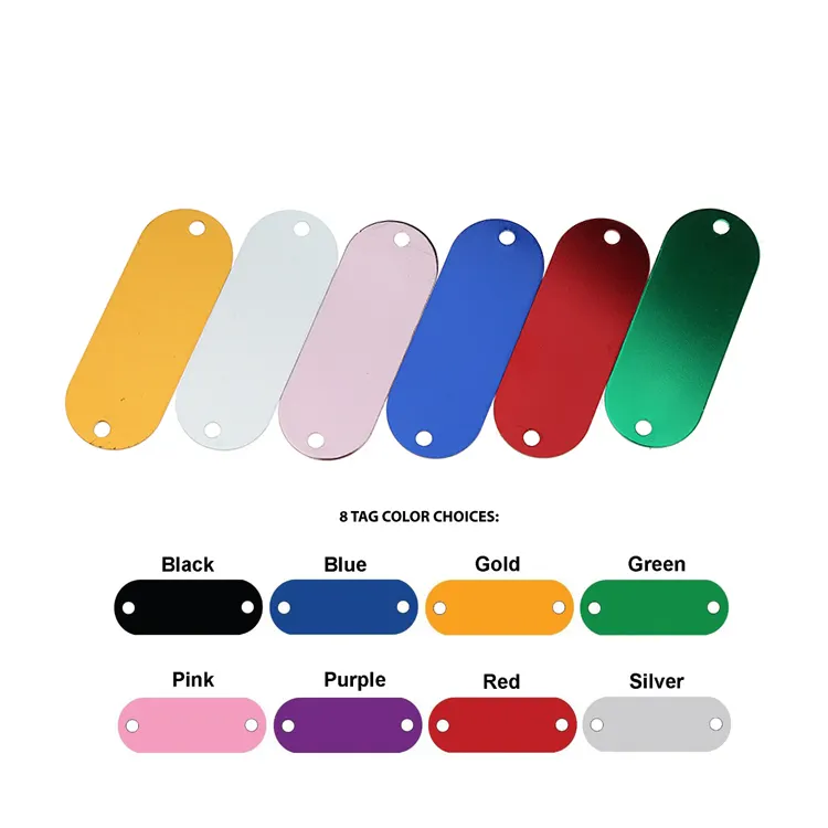2019 Bulk Wholesale Blank Colorful High Quality Aluminum Pet Collar Tag Rectangle 2 Hole Metal Dog Tag