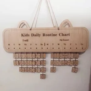 Chinese Suppliers Activity Schedule Target Board Wooden Reward Responsibility Chart Calendar Educational Toys for kids