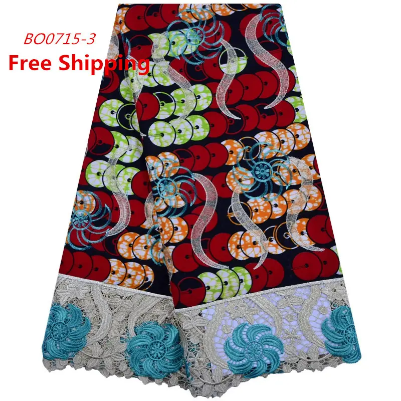 1295 Ankara Fabric African Real Wax Print Wax Embroidered Lace Fabric Free Shipping