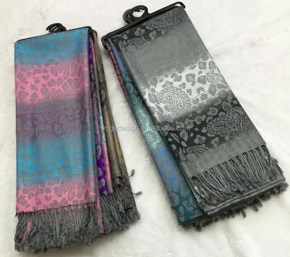 New arrival woge factory wholesale jacquard leopard paisley flower scarf wrap shawls designer pashmina