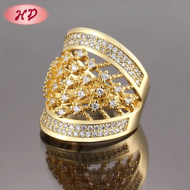 Großhandel mode weiß vergoldung pflastern einstellung hochzeit zirkon Ring Schmuck frauen finger ring