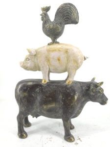 Décoration en résine unique en forme de pyramide d'animaux, figurine de trio de coq, de <span class=keywords><strong>cochon</strong></span> et de vache - Product Image 2