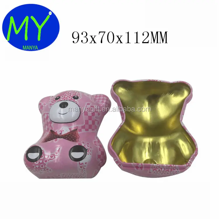 Creative Teddy Bear Shape Candy Tin Packaging Box With Cheaper Price