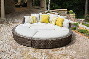 Exterior multifuncional gran sofá y otomana muebles mesa oval ronda de mimbre ratán tumbona - Product Image 2
