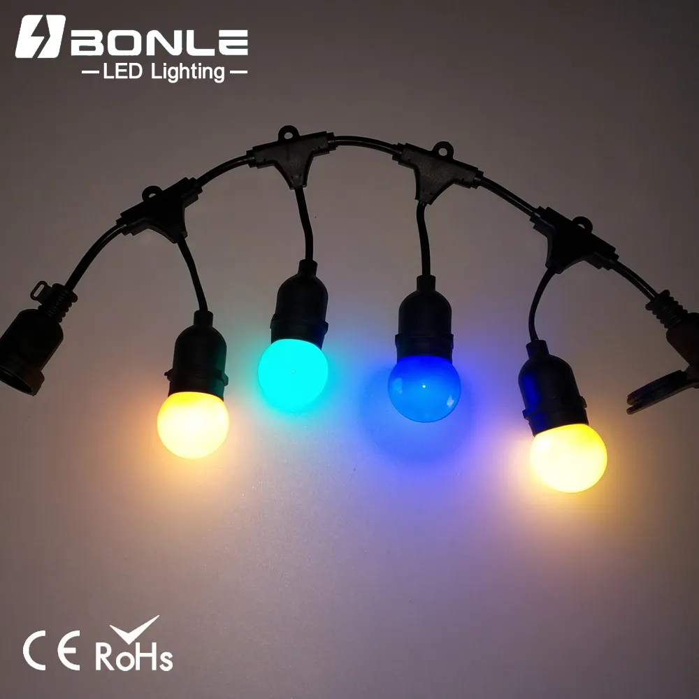 2019 Europe Australia Hotsale Rubber Cable 24V Color G50 Globe G50 Led Garland Connectable E27 Patio Light String