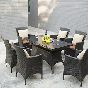 Ngoài Trời Polyrattan Vườn 6 Ghế Và Một Bàn Ăn