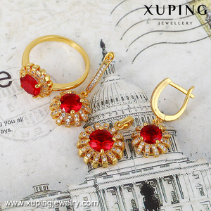 64102 xuping vente chaude femmes de mariage de mariée noble ensemble de bijoux aimant 24 k plaqué or trois pièces ensemble - Product Image 5