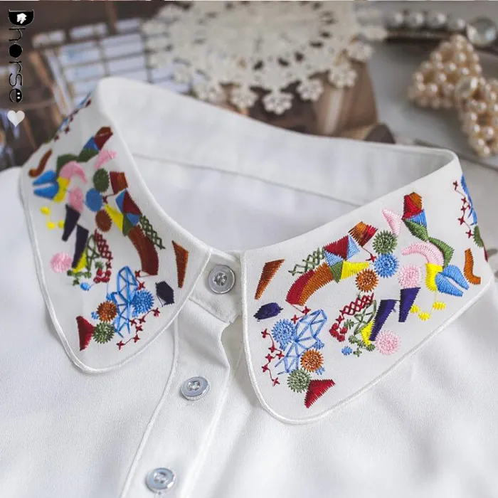 Wholesale China supplier Embroidered chiffon Fake detachable blouse collar for women