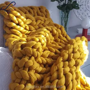 Tay Dệt Kim Chăn Crochet ĐAN SỢI Cồng Kềnh Chăn 100% Merino Len Lưu Động Nhuộm Sợi Khổng Lồ 120*150Cm