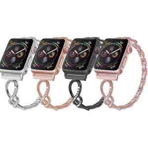 Pengganti Tschick untuk Apple Watch Bands Wanita, Gelang Berlian Pengganti Baja Tahan Karat Bling untuk IWatch Series 4 3 2 1