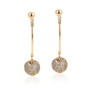 95177 Hot sale elegant women jewelry ball shaped zircon micro-paved drop earrings