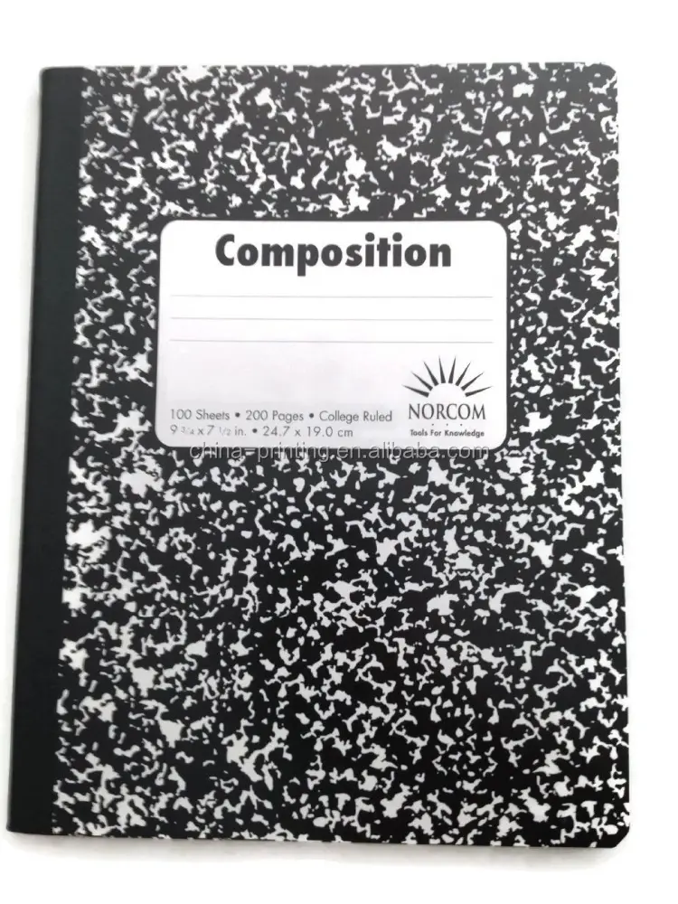 Çift paketi siyah ve beyaz soyut 100 levha veya 200 sayfa kompozisyon kitapları (koleji)