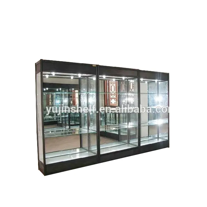 Panel Belakang Cermin Tampilan Kaca Titanium Etalase dengan Lampu untuk Tampilan Produk