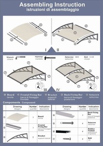 Abri de pluie en polycarbonate pour l'extérieur, bricolage, auvent de porte et de fenêtre, abri de pluie - Product Image 5