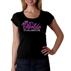 <span class=keywords><strong>Je</strong></span> suis la jeune mariée <span class=keywords><strong>de</strong></span> 95% <span class=keywords><strong>de</strong></span> coton <span class=keywords><strong>de</strong></span> T-shirt 5% élasthanne avec strass - Product Image 1