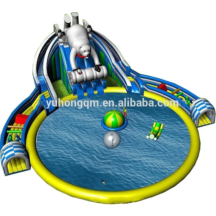 polar bear adult commercial inflatable slide for water park durable inflatable commercial water park toys