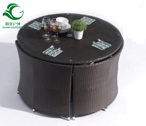 2022 حار بيع جولة الخوص طاولة من الراتان المدمجة حديقة مجموعة شرفة الأثاث - Product Image 6