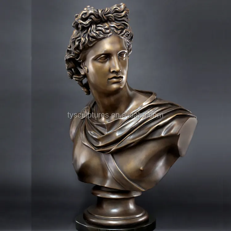 Beroemde Griekenland Brons Apollo Buste Standbeeld Voor Home Building Villa Ornament