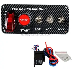 DC 12V Fibra De Carbono Racing Car Engine Start Botão Interruptor De Ignição Acessório Painel Swith Alternância