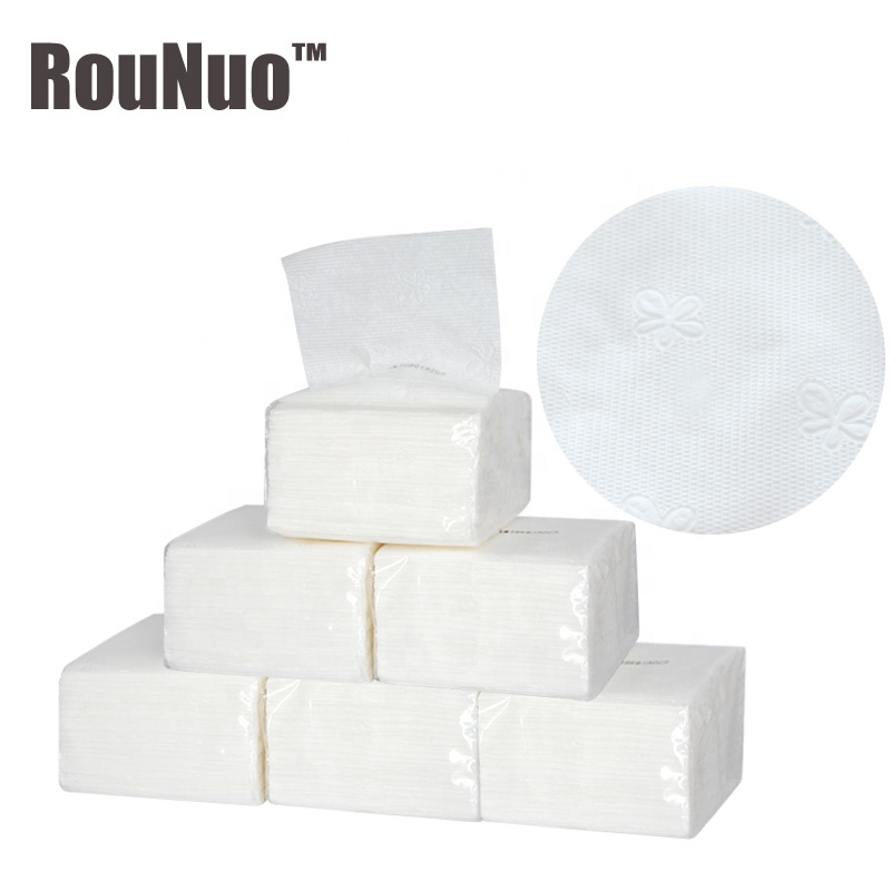 Rounuo, оптовая продажа, индивидуальная упаковка, 100% деревянная целлюлоза, белая Однослойная тисненая салфетка