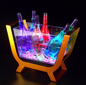 Hộp Đựng Đá Acrylic Phát Sáng Hình Chữ Nhật Có Sạc Được, Màu Vàng Sâm Banh - Product Image 6