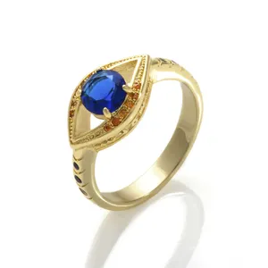 Evileye Blue Stone Stud Jewellery Ring，Factory Quality Jewelry Wedding Ring