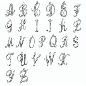 패션 26 편지 그리스어 알파벳 a-z 크리스탈 cursive 모양의 편지 펜던트 매력 - Product Image 2