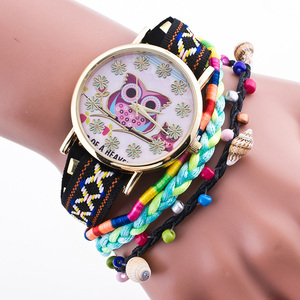 <span class=keywords><strong>Montre</strong></span> de luxe à perles pour femme, forme de hibou, fleurs, Design conque, <span class=keywords><strong>tissé</strong></span>, plusieurs enveloppes, qualité supérieure, 2018 - Product Image 4