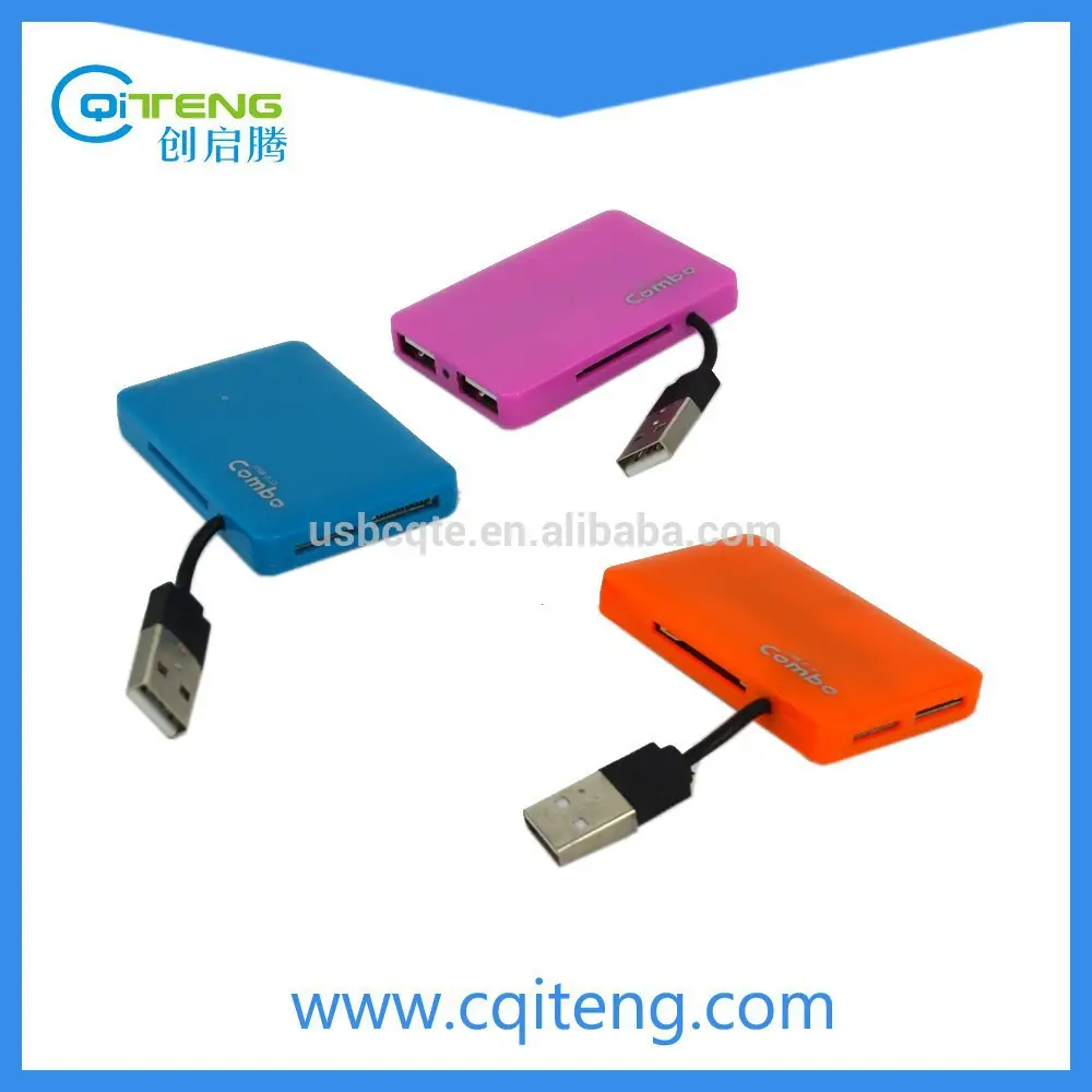 Nuevo lector de tarjetas con USB hub, 3 Port extender USB 2.0 Hub Combo MS MMC SD TF