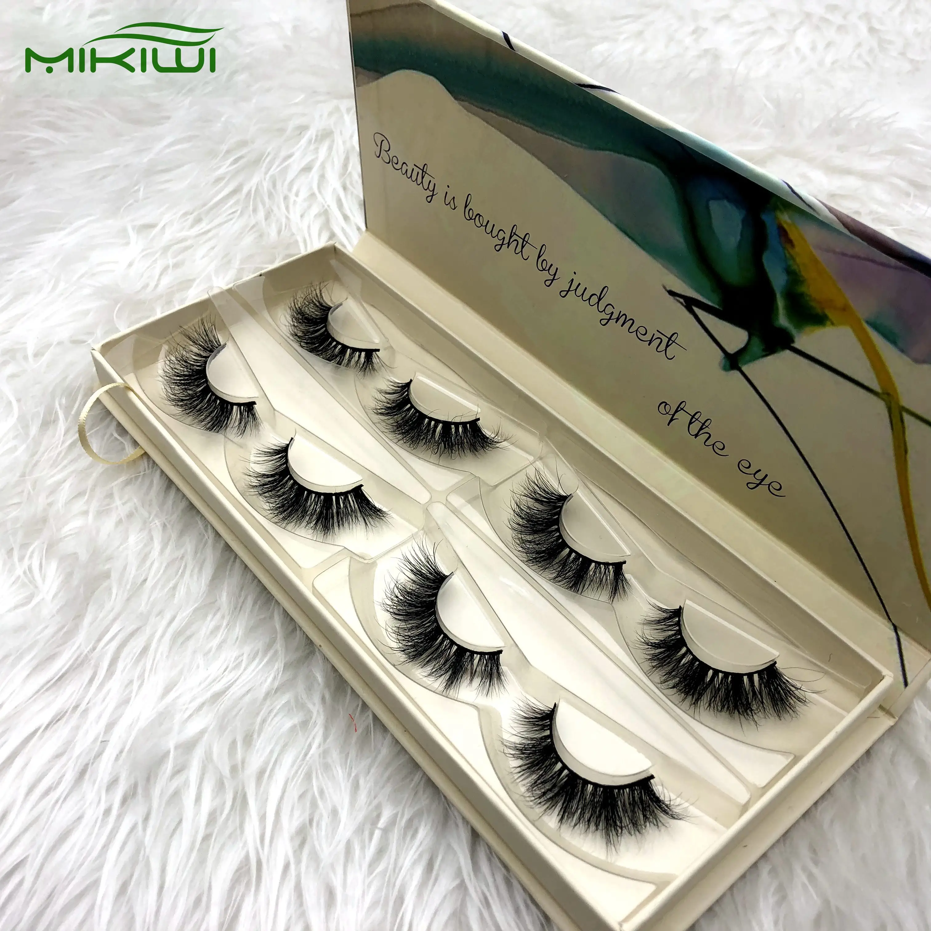 Kit de faux cils avec logo personnalisé, cils, emballage personnalisé, livre de 4 paires