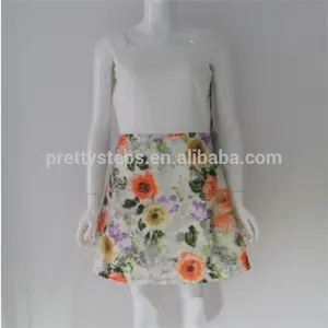 nueva verano para mujer de moda diseños 3D rose de la impresión floral slim fit cintura gasa del Organza del vestido