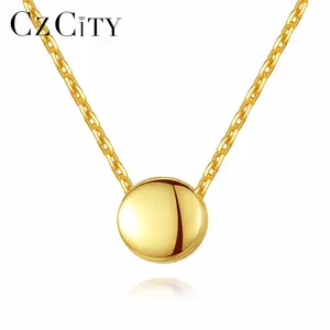 CZCITY Hot Fashion Simple Round Shaped Pendant Necklace With Sterling Silver 925 Fine Jewelry für Women Engagement der Party Gift