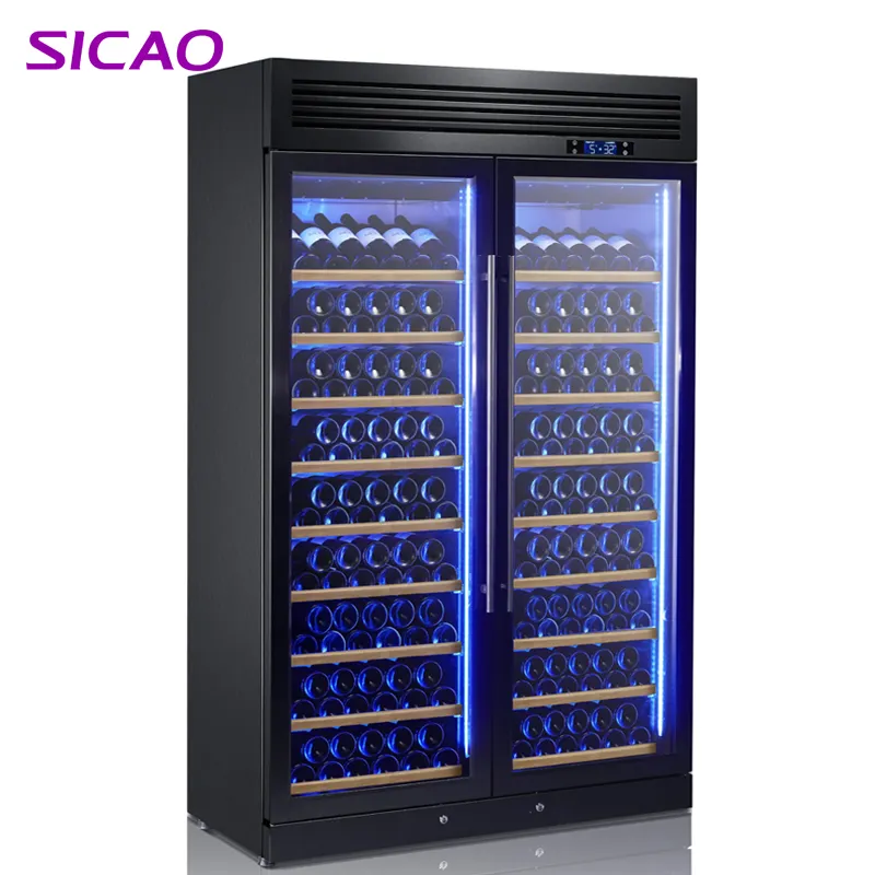 oak double walled refrigerator wooden shelves 300 bottles fridge digital thermostat stainless steel wine cabinet cooler built in