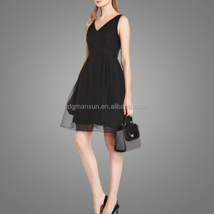 2016 Estilo Europeo Al Por Mayor de Moda Negro Sexy Cuello En V Sin Mangas de <span class=keywords><strong>Organza</strong></span> Mini Vestido Del Club Del Vestido - Product Image 3