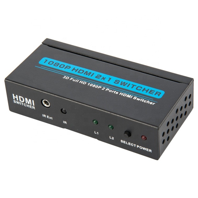 High Speed for Switch 3 Port 2X1 2 Input 1 Output 1080P ABS/Metal IR Remote Control for HDTV