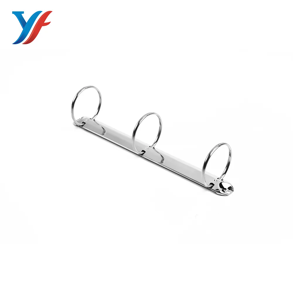 Office stationery easy open 3 round ring steel metal stationery hardware file clip