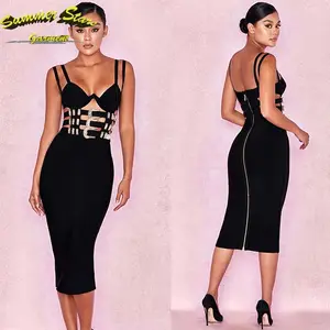 Vestido de raiom plus size ajustável, mulheres sexy bodycon vestido com faixa para festa coquetel