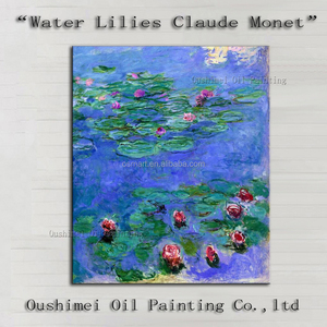 Superbes compétences artiste fait à la main <span class=keywords><strong>Claude</strong></span> Monet nénuphar fleur peinture à l'huile toile Reproduction décoration murale 'nénuphars huile - Product Image 2