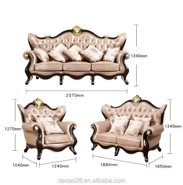 American style luxury furniture classic home 1 2 3 seat sofa with armrest european design antique soft leather single sofa