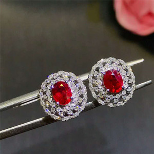 <span class=keywords><strong>Pendientes</strong></span> de Botón de Flor con Diamantes de Oro de 18K de Lujo y Moda, con Piedra Preciosa de Rubí Rojo Natural de 1 Quilate para Mujer, para Fiestas, Bodas o Regalos - Product Image 5