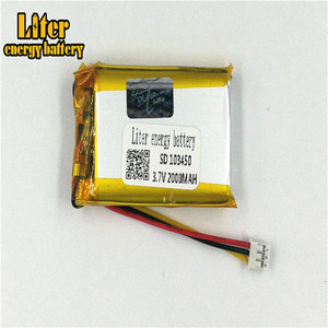 Plug 2,0-3 p lithium battery 103450 2000 mAh rechargeable lithium polymer battery Pl LiPo battery with wires - Product Image 2