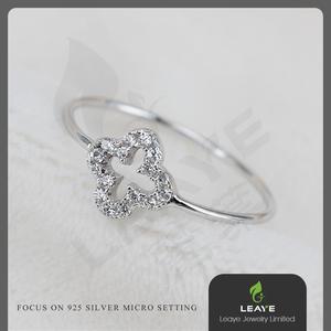 Marca Nuevo Árabe Boda de Cuatro Hojas Del Trébol de <span class=keywords><strong>San</strong></span> Valentín Regalo 925 Anillos de Plata - Product Image 1