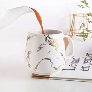 Custom Logo Print Eco-Friendly Porcelain Matte White Marble <strong>Gold</strong> <strong>Mug</strong> - Product Image 2
