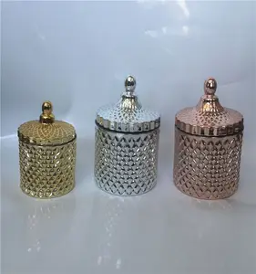 Thiết Kế Cổ Kính Kẹo Jar Với Nắp Đậy Mạ Điện Rose Gold Silver Candle Jar Trang Trí Nội Thất Hàng Hóa Nhà Hàng Khách Sạn Sử Dụng Kẹo