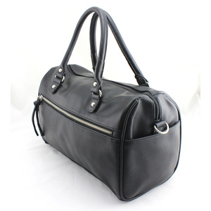 Bolso <span class=keywords><strong>de</strong></span> Mano <span class=keywords><strong>de</strong></span> Diseño para Mujer, en PU Negro, con Cierre, <span class=keywords><strong>Tres</strong></span> Correas, Patrón <span class=keywords><strong>de</strong></span> Hilo, Correa <span class=keywords><strong>de</strong></span> Hombro Ajustable, Gran Capacidad, Estilo Bowling, Resistente - Product Image 2