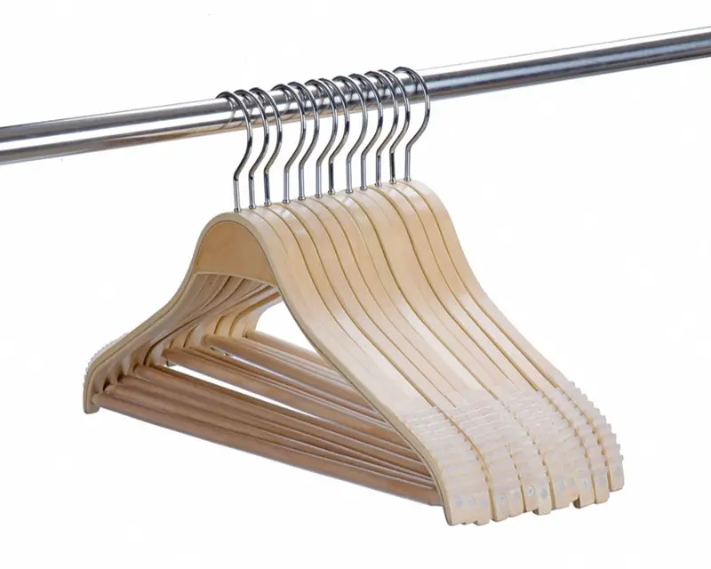 Inspring Plywood Laminated Wood Suit Hangers, Heavy Duty Wood Hangers Non-slip Hanger with Pant Bar